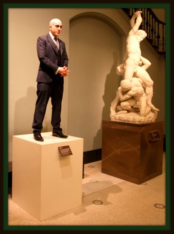 Philip Levine displayed as a Living Sculpture Piece of Art – V&A Friday Late – The Play-House – 25th March 20th, 2011